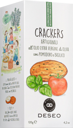 Crackers all&#39;olio d&#39;olivo, pomodori e basilico